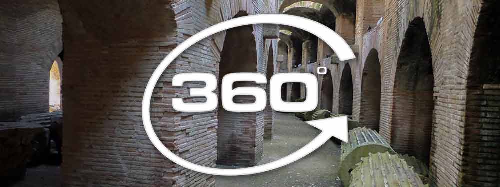 360 photo of the underground of the Flavian Amphitheater of Pozzuoli