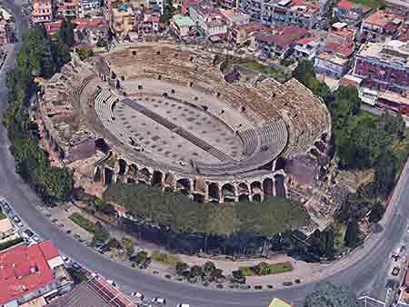 The Pozzuoli Amphitheater  seen from above. Photo source Google map