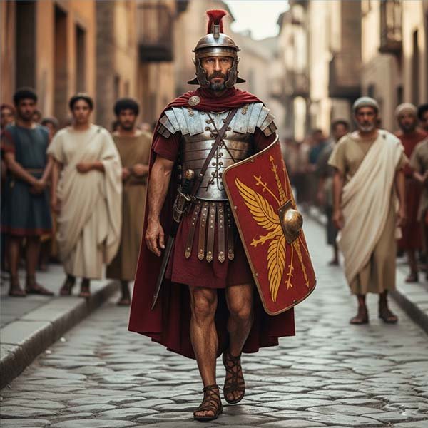 Ricostruzione grafica d'epoca della città di Napoli durante l'Impero Romano.